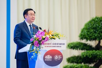 Ủy viên Bộ Chính trị, Chủ tịch Quốc hội Vương Đình Huệ phát biểu bế mạc Diễn đàn Kinh tế - Xã hội năm 2023