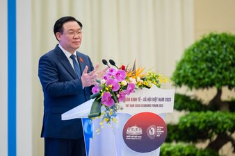 Ủy viên Bộ Chính trị, Chủ tịch Quốc hội Vương Đình Huệ phát biểu bế mạc Diễn đàn Kinh tế - Xã hội năm 2023