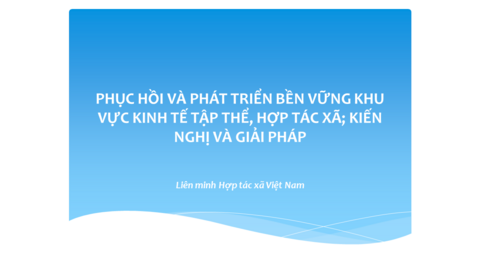 PHỤC HỒI VÀ PHÁT TRIỂN BỀN VỮNG KHU VỰC KINH TẾ TẬP THỂ, HỢP TÁC XÃ; KIẾN NGHỊ VÀ GIẢI PHÁP