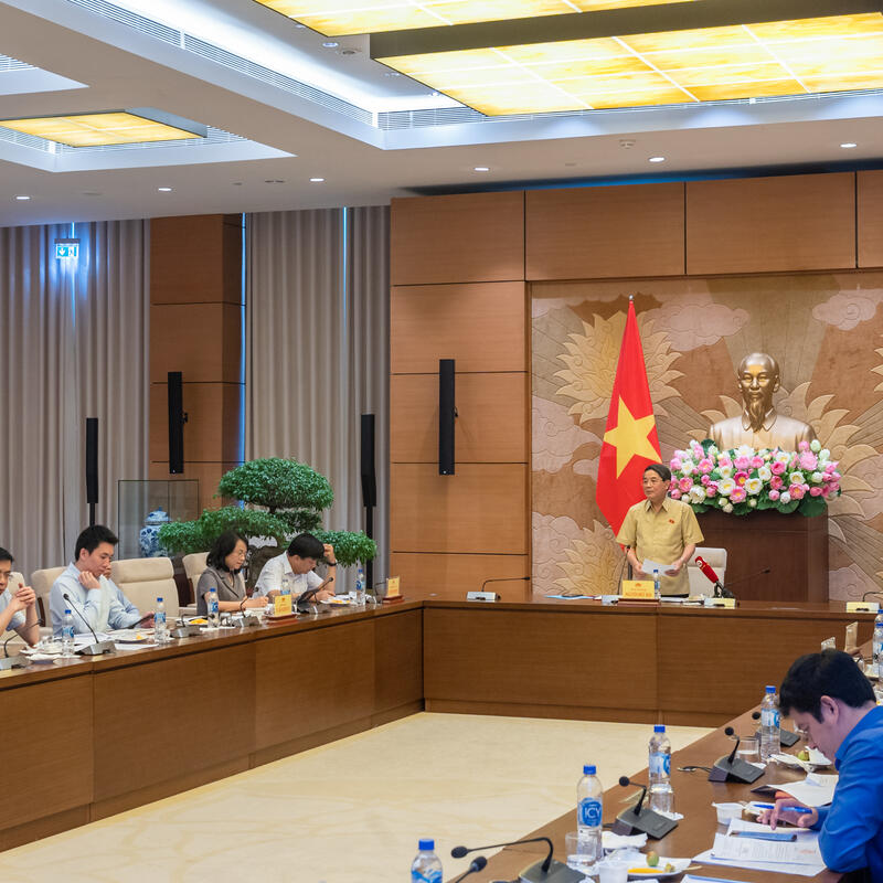 Hình ảnh Phó Chủ tịch Quốc hội Nguyễn Đức Hải chủ trì cuộc họp rà soát công tác tổ chức Diễn đàn Kinh tế - Xã hội Việt Nam 2023